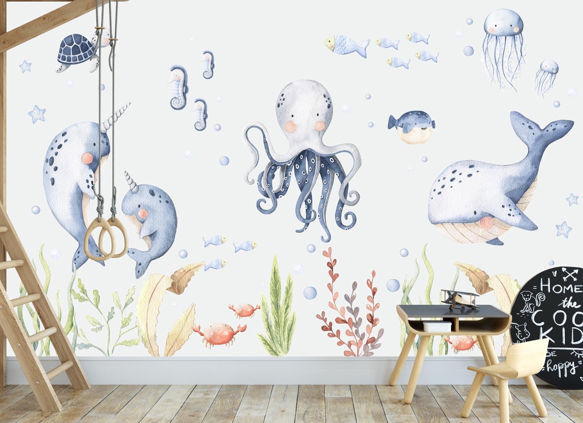 Designed4Kids - Behang kinderkamer - Wandvullend - Sealife - Onderwater wereld 350 breed x 260 hoog