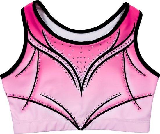 Sparkle&Dream Turntopje Claire Roze Zwart - Maat CLA 134/140 - Gympakje voor Turnen, Acro, Trampoline en Gymnastiek