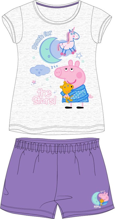 Peppa Pig shortama/pyjama the stars grijs/paars katoen maat 110