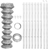 vidaXL - Gaashek - met - palen - 15x1,25 - m - gegalvaniseerd - staal - zilverkleurig