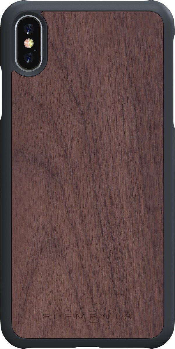 Nordic Elements Nordic Elements Gefion backcover voor Apple iPhone Xs Max - Walnoot hout / donkergrijs