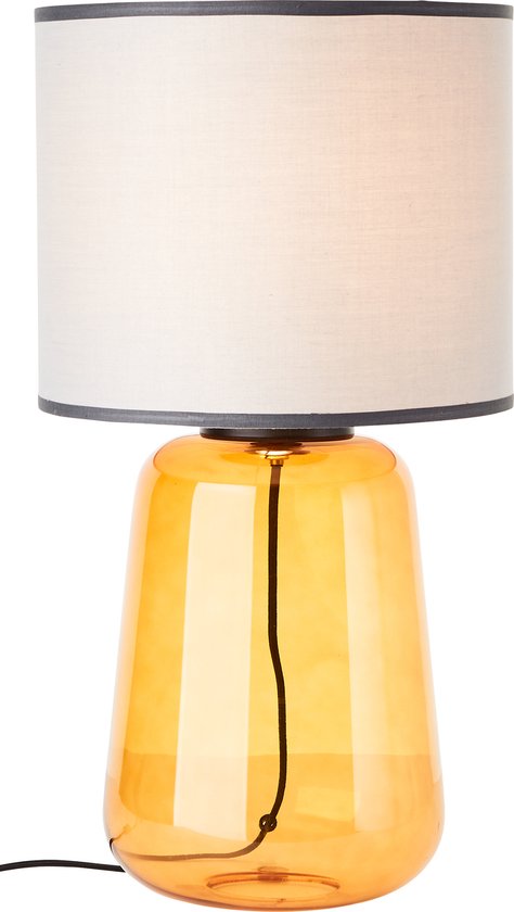 Brilliant Hydra tafellamp 56cm grijs/geel glas/textiel snoer schakelaar 1x A60, E27, 60 W, geschikt voor normale lamp (niet inbegrepen)