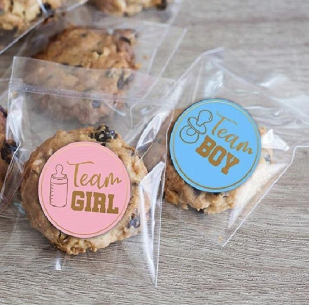 Jumada's - "24-stuks Geboorte-Sticker-Sluitzegel - Team Boy Girl - Gender Reveal - Babyshower - Voor Jongen/Meisje Geboren - Geboortekaart/Envelop"