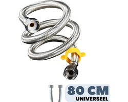 EcoRain© Universele Verleng Aansluiting Slang 80 CM - Anti Lek - Universele Aansluiting Maat G Â½ 1/2 - Draai Aansluiting - Doucheslang van Messing en RVS 304 - 2 Jaar Garantie - Chroom