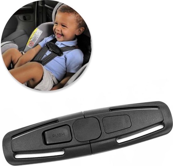Jumada's Zwarte Autogordelversteller voor Baby's & Kinderen - Maak Autostoel Gordels Veilig & Comfortabel - Safety Belt Clip