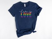 Lykke LGBTQ Unisex T-Shirt| Love is Love T-shirt| Pride | Rainbow | Navy | Maat L