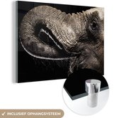 MuchoWow® Peinture sur verre 120x80 cm - Peinture sur verre acrylique - Éléphant - Animaux - Zwart - Nature - Photo sur verre - Peintures