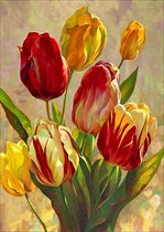 Peinture au Diamond - Canvasdoek avec image pré-imprimée - 30 x 40 cm - Tulipes