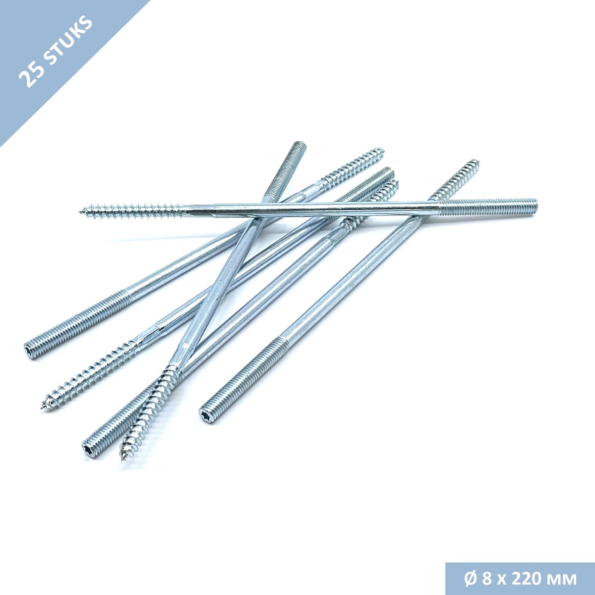 UFAST stokeind M8 x 220 mm - Torx aandraaimogelijkheid - Verzinkt - 25 stuks