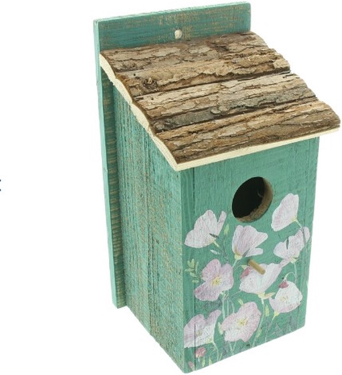 Vogelhuisje - Nestkast - Groen - Beschilderd met Bloemen - 15x14x28 cm