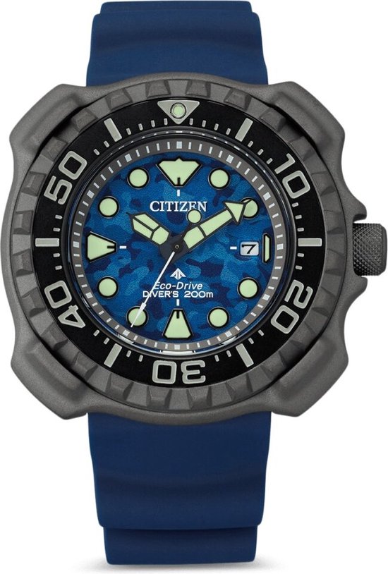 Foto: Citizen promaster marine bn0227 09l horloge rubber blauww 46 mm