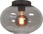 Zwarte plafondlamp | 1 lichts | smoke / zwart | niet spiegelend | glas / metaal | diameter 26 cm | eetkamer / woonkamer / slaapkamer / hal | modern / sfeervol design