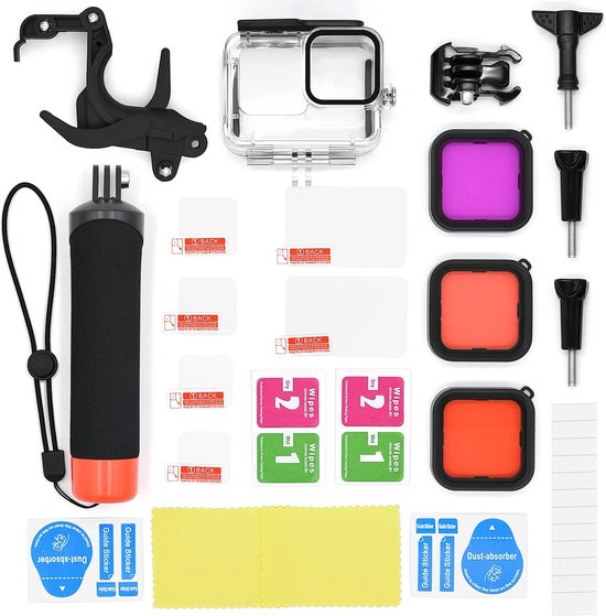Kit Accessoires étanche Pour GoPro Hero 11/10/9 Black - Boîtier 50m, Poignée Flottante, Filtres, Films De Protection