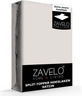 Zavelo Splittopper Hoeslaken Satijn Creme - Lits-jumeaux (160x200 cm) - 100% Katoensatijn - Soepel & Zacht - Perfecte Pasvorm
