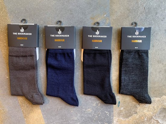 4 Pack Harbour Socks met merinowol - 4 kleuren- merinowol - naadloos -43/44
