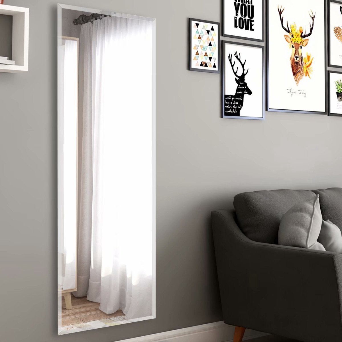 Rechthoekige Spiegel - Woonkamerspiegel - Verzilverd - 60 X 140 cm - Dikte: 4 mm - In Nederland Geproduceerd - Incl. - Top Kwaliteit Wandspiegel Zonder Lijst