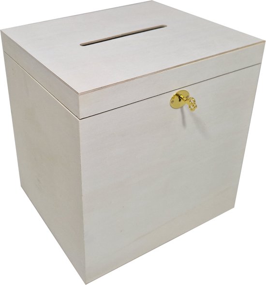 Enveloppenkist hoog bruiloft - Enveloppendoos hoog huwelijk - Luxe slot - Populieren multiplex - L 29,1 CM x B 25,1 CM x H 30,4 CM