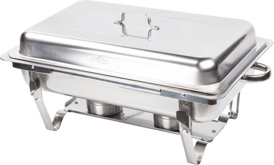 Alora Chafing Dish Chrome 6 bakken per 2 - Voedsel Verwamer - Voedsel Warmhouden - met Deksel - Buffetwarmer - Roestvrij Staal - Warmhoudplaat - Bain Maria - Warmhoudbakken - Warmhoudschalen — afbeelding 5