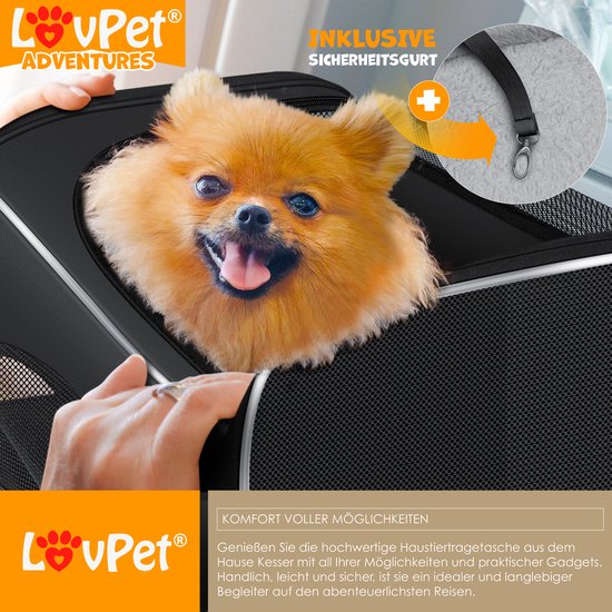 Lovpet® Hondenbox, hondentas, transportbox, 2-in-1 honden- en