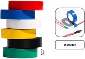 PD® - Isolatietape / PVC Tape XXL - 18mm x 15m - 6 stuks - Zwart / Groen / Blauw / Wit / Rood / Geel - Rubber Tape - Isolatieband