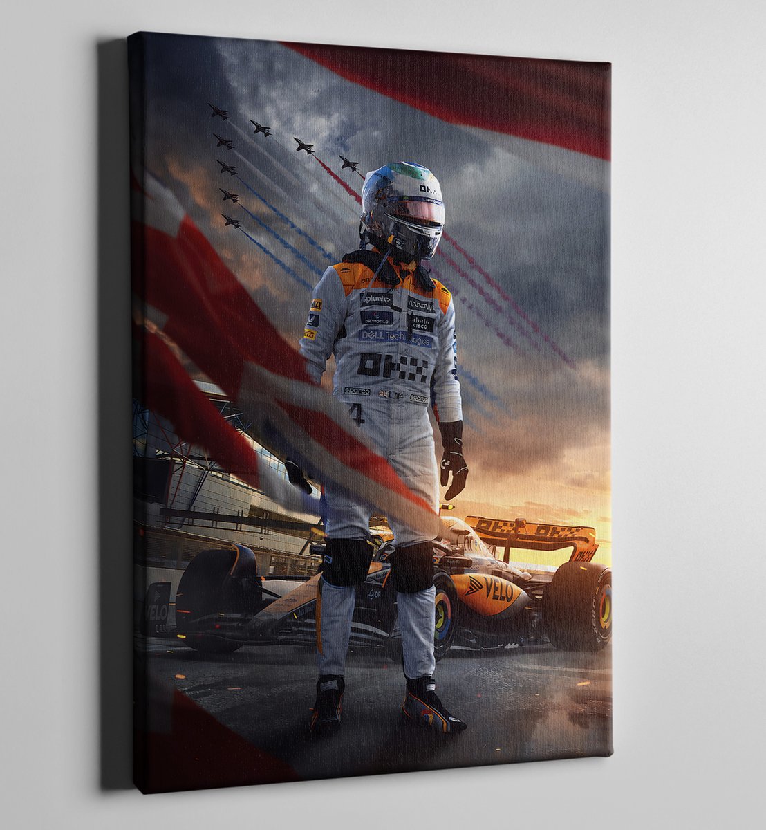 Lando Norris Britain GP Formule 1 Canvas Schilderij - Inclusief Ophangsysteem - Formaat 70x50