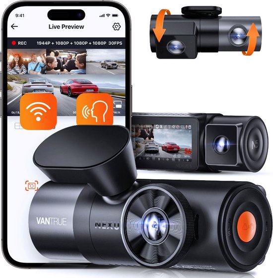 Caméra de tableau de bord Vantrue N5 2K QuadHD 4CH Wifi GPS 360 degrés pour  voiture