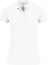 Polo Dames M B&C Kraag met knopen Korte mouw White 100% Katoen