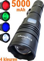 LED Zaklamp 5000 mAh - 4 kleuren Rood, Groen, Blauw en Wit licht - King Mungo KM-F84