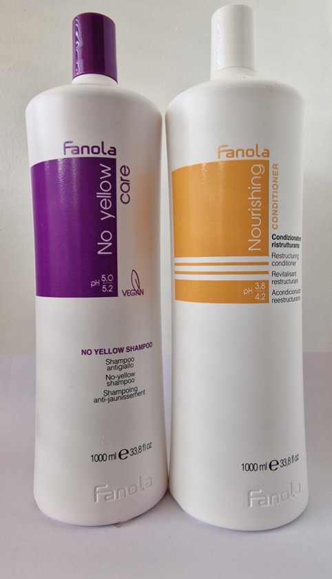 Fanola Nourishing Conditioner 1000ml + No Yellow Shampoo 1000ml | bol.com