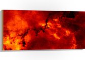 Hout - Vuur - Rook - Rood - 100x50 cm - 9 mm dik - Foto op Hout (Met Ophangsysteem)