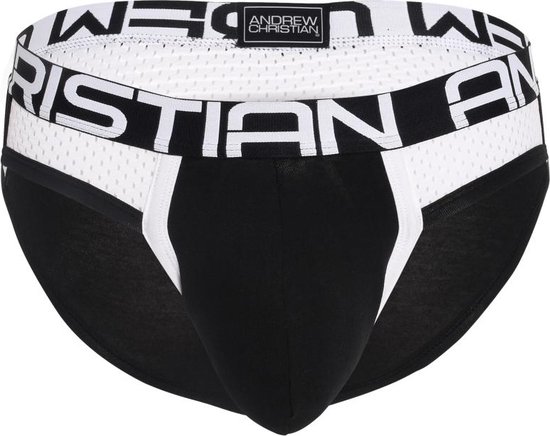 Andrew Christian SHOW-IT® Sports Mesh Brief Black/White - MAAT L - Heren Ondergoed - Slip voor Man - Mannen Slip