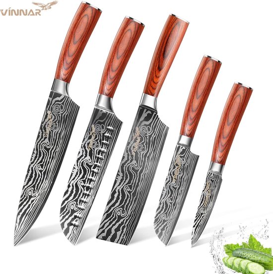 Ensemble de couteaux de cuisine, 5 pièces, couteau de chef professionnel  japonais en... | bol