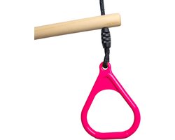 BOOST2 trapeze met Kunststof Ringen roze met zwart touw voor schommel