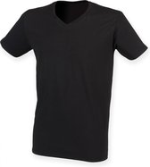 SportT-shirt Heren XXL Skinni Fit V-hals Korte mouw Black 96% Katoen, 4% Elasthan