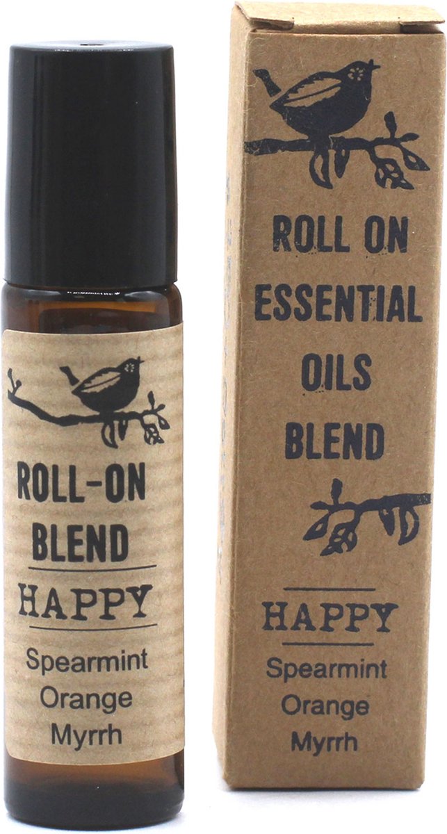 Goedkoopste Roll On Essentiële Olie Blend - Gelukkig - Etherische Olie Blend - 10ml - Pepermunt, Sinaasappel & Mirre