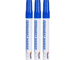 KWB markeerstift - Permanent marker - Watervast - Blauw - 3 stuks