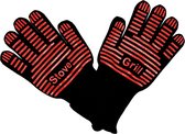 Hittebestendige handschoenen, Bestand tot 500 graden, voor Links en Rechtshandigen, zwart/rood