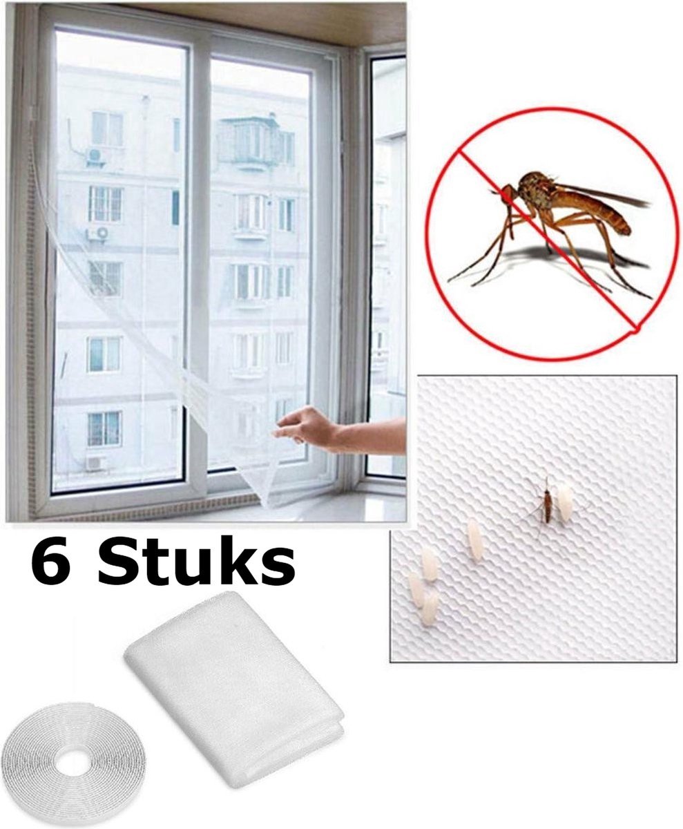 Horrengaas Met Velcro Klittenband | Zelfklevend | 6 Stuks | Anti Muggen | Vliegen | Insecten Hor | 130x150cm | Wit