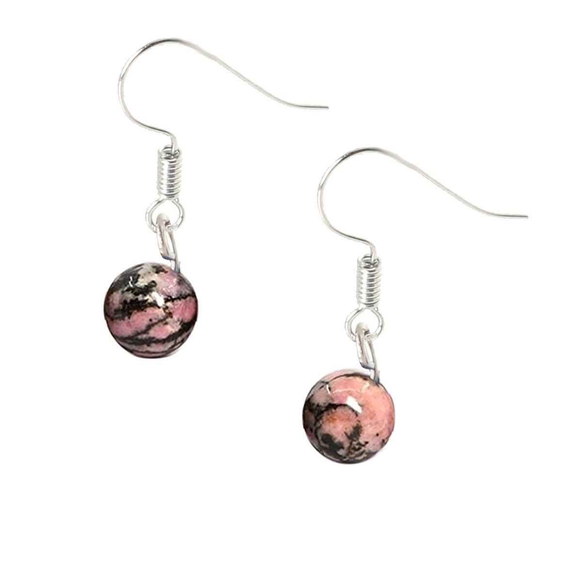 Bixorp Gems Matrix Rhodoniet Oorbellen - Edelsteen Kralen Oorhangers - Cadeau voor Meisjes & Vrouwen