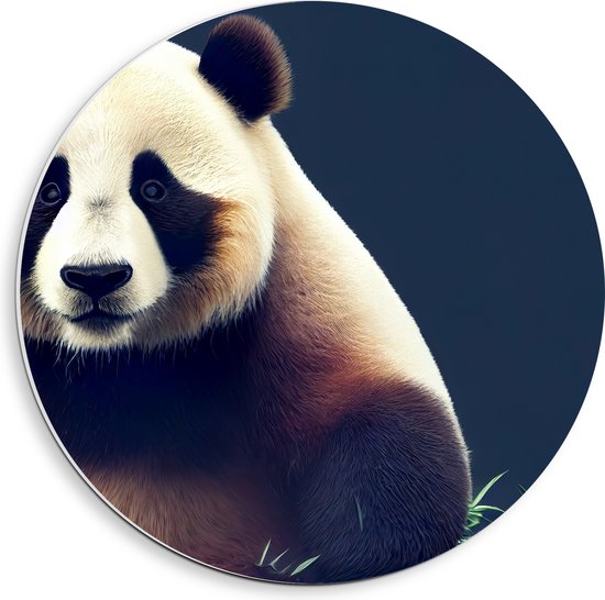 PVC Schuimplaat Muurcirkel - Aankijkende Mollige Panda op Tak - 40x40 cm Foto op Muurcirkel (met ophangsysteem)