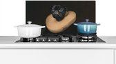 Spatscherm keuken 60x30 cm - Kookplaat achterwand Hond - Kunst - Dierenkop - Muurbeschermer - Spatwand fornuis - Hoogwaardig aluminium