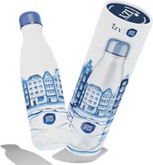 IZY Drinkfles - Prints - Heinen Delfts Blauw - Inclusief donatie - Waterfles - Thermosbeker - RVS - 12 uur lang warm - 500 ml