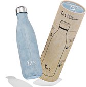 IZY Drinkfles - Prints - Design Blauw - Inclusief donatie - Waterfles - Thermosbeker - RVS - 12 uur lang warm - 500 ml