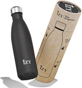 IZY Drinkfles - Zwart - Inclusief donatie - Waterfles - Thermosbeker - RVS - 12 uur lang warm - 500 ml