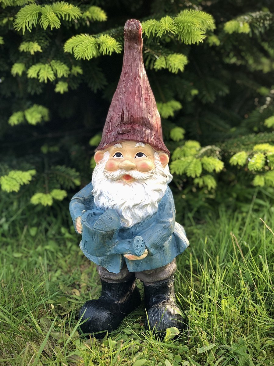 Tuinkabouter L 3 ass gieter 45 cm hoog - kabouter - tuinkabouter - polyester - polystone - beeld - tuinbeeld - hoogkwalitatieve kunststof - decoratiefiguur - interieur - accessoire - voor binnen - voor buiten - cadeau - geschenk