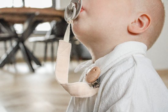 Speenkoord - katoen - beige - speenketting - fopspeen - accessoires baby - Speenkoord katoen - houten knop - baby - kraamcadeau - stof- speenkoord jongen - speenkoord meisje - feestdagen geschenk van Merkloos — afbeelding 5