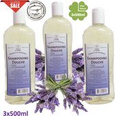 Echte LAVENDEL shampoo douche 3x500ml VOORDEEL pakket. Biologisch ecologisch. Le Serail. HEERLIJK GEURENDE Originele Marseille zeep.