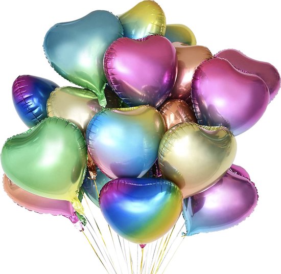 Hartjes ballonnen regenboog || OP werkdagen voor 16:00 besteld = volgende werkdag verzonden