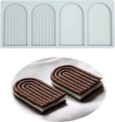 Siliconen fondant kantmat, suikerambachtelijke afdrukvorm, eetbare cake, moleculaire keuken, decoratie, 4 gaten gebogen deur