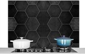 Spatscherm keuken 120x80 cm - Kookplaat achterwand - Zwart - Tegel patroon - Muurbeschermer hittebestendig - Spatwand fornuis - Hoogwaardig aluminium - Aanrecht decoratie